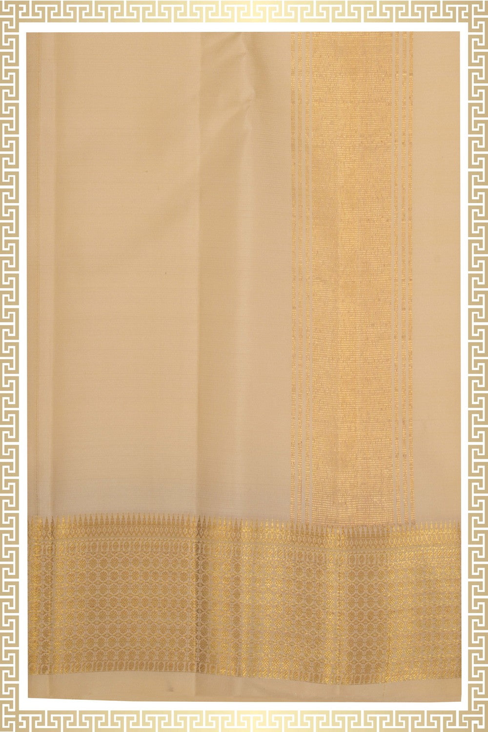 Image of Kanchi Silk Cream Dhoti With Kanduva (8 X 4) 3 Pcs Set